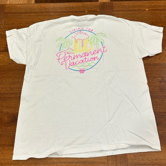 Party Pants Permanent Vacation T-Shirt, White, Size XL - Picture 1 of 5